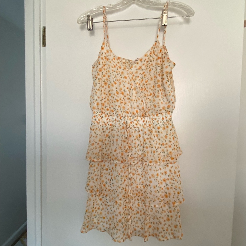 Miami Orange Flora Spaghetti Strap Sundress Mini